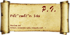 Pázmán Ida névjegykártya